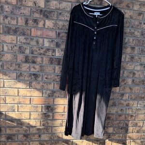 Dalia Collection Black Long Sleeve Dress with White Piping